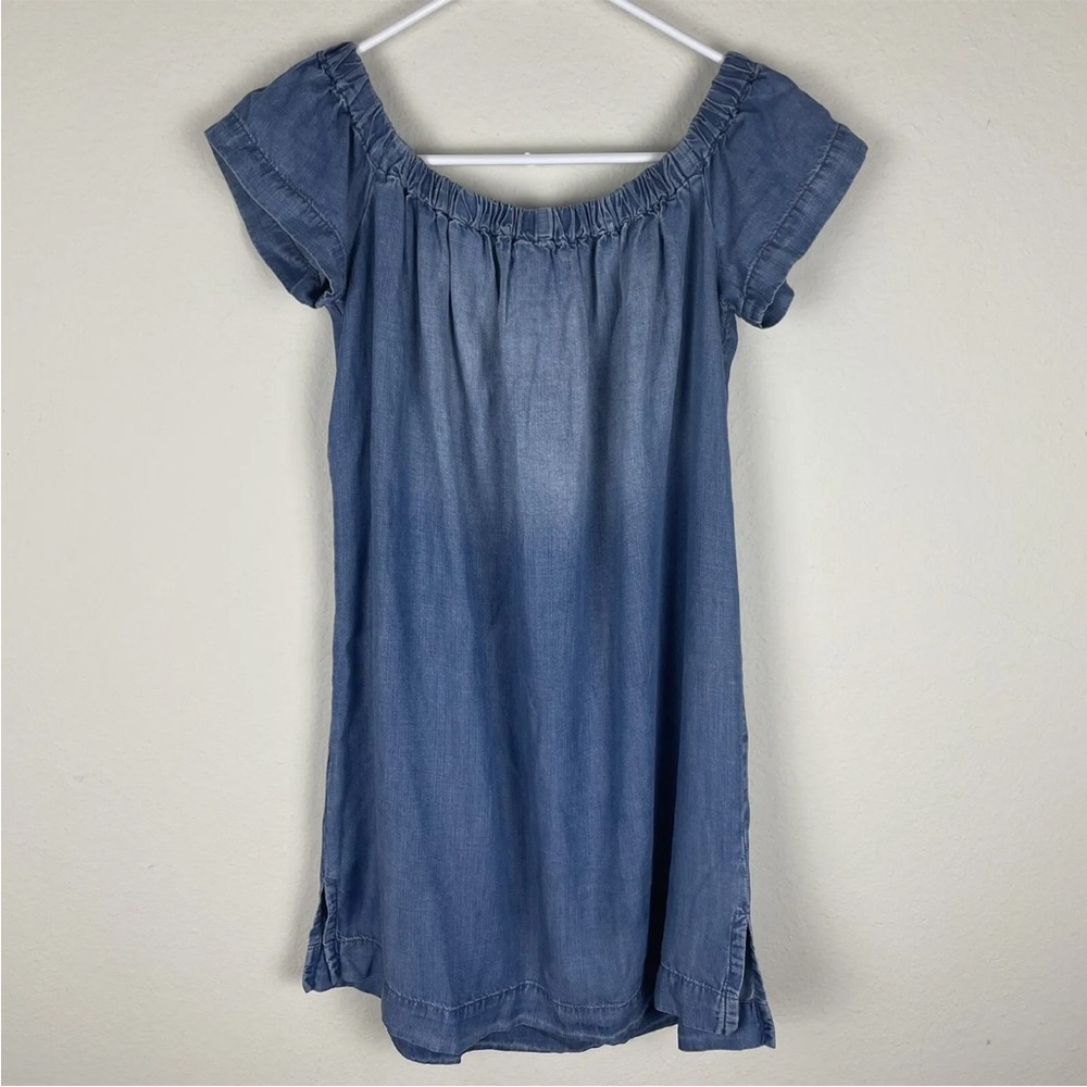 CLOTH & STONE DRESS OFF THE SHOULDER CHAMBRAY DENIM LOOK BLUE SIZE S SMALL